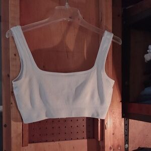 H Neck Movement sculpt knit bra top ribbed with square neck square back new